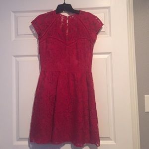 Red lace dress with keyhole back