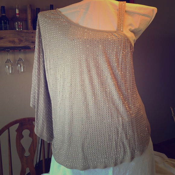 INC International One-Shoulder Taupe shirt size 1X