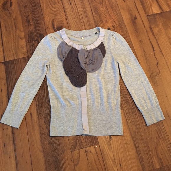 Anthropologie Gray Cardigan with detail front