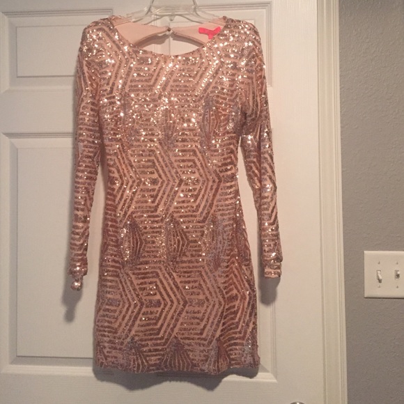 Rose gold sequin dress