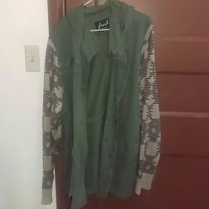 Green Utility Jacket with Sweater Sleeves