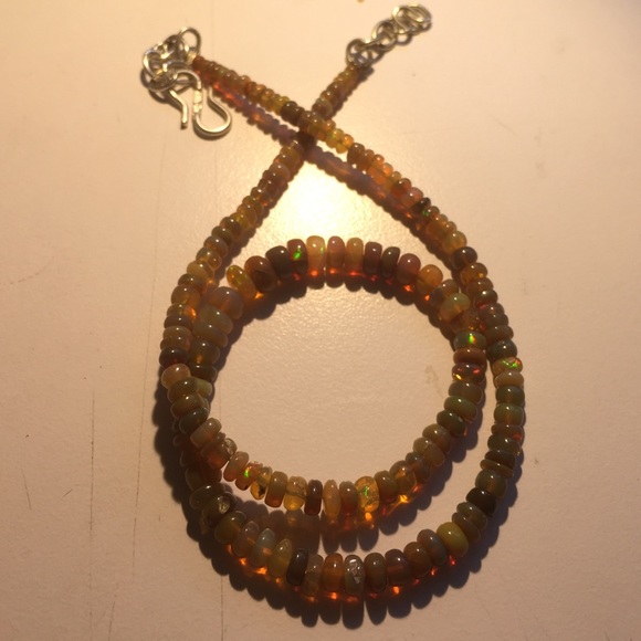 Beautiful all fire opal silver necklace