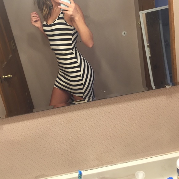 Striped high low dress
