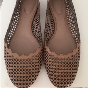 Chloe Scalloped Tan Flats 36 1/2