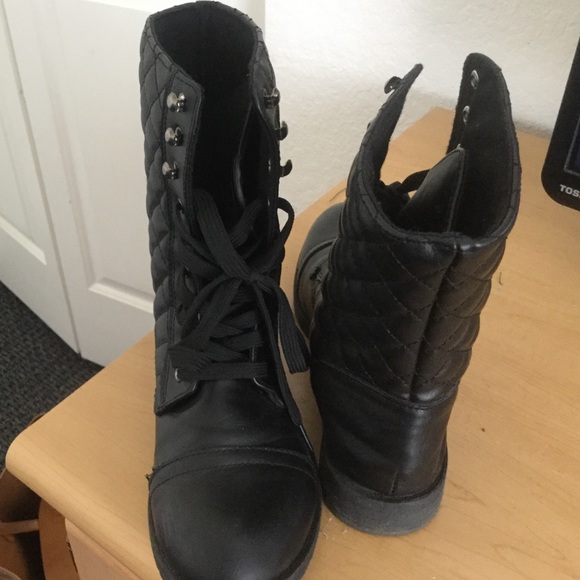 black combat boots
