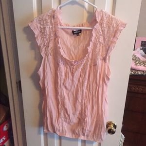 Plus size peach lace top