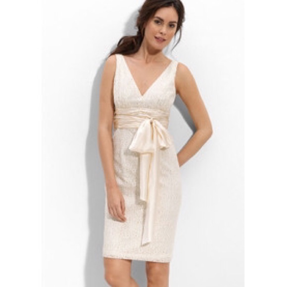 Cream and Gold Sheath Dress