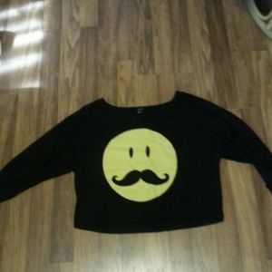 Mustache face crop top