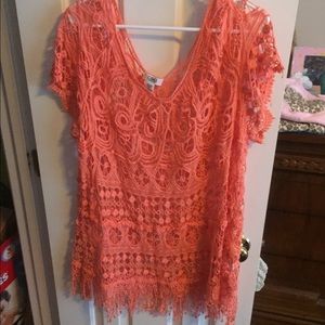 Plus size Cato orange crochet top