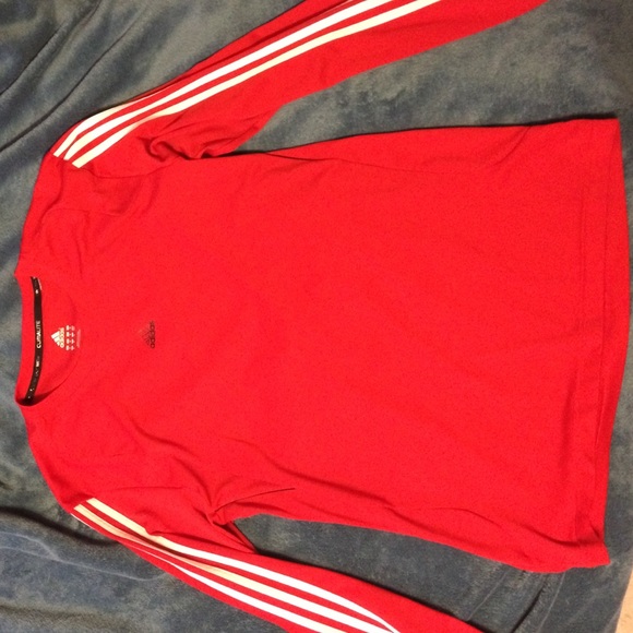 Mens adidas climalite red long sleeve top