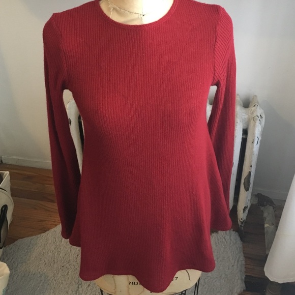 Reformation knit flair tunic in deep red XS