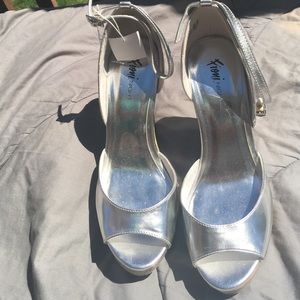 Silver wedges with ankle strap