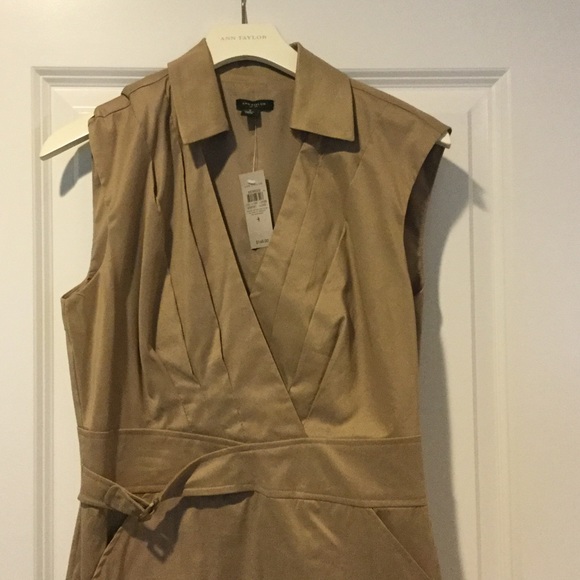 Tan, sleeveless Ann Taylor dress