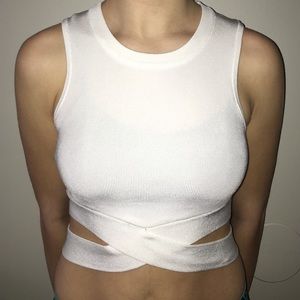 WHITE CRISS CROSS TANK TOP