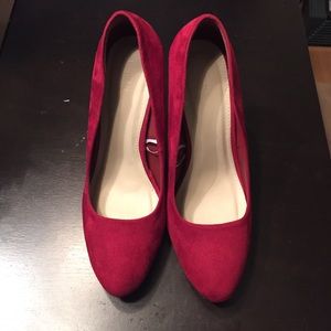 Red suede heels