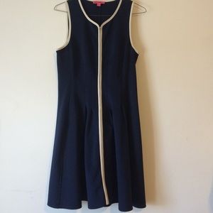 Betsey Johnson Zip-up Fit & Flare Dress, Navy, 14