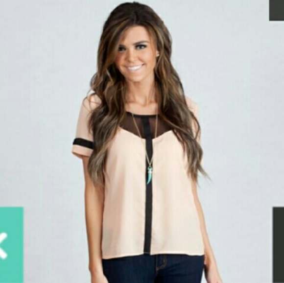 Blush and black "savvy" blouse