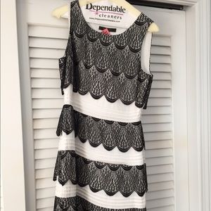 BCBG White and Black Lace Formal Dress