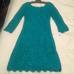 NWT Diane von Furstenberg Green Lace Dress