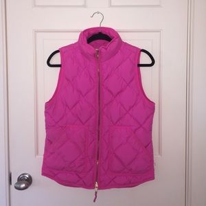 J.Crew Hot pink Quilted down vest