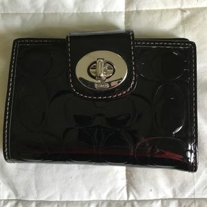 Patten leather black coach wallet