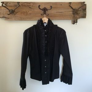 Black Anthropologie Ruffle Blouse