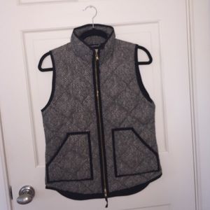 J.Crew Black and white printed Quilted down vest