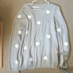 NWOT Lauren Conrad Fuzzy Heart Sweater