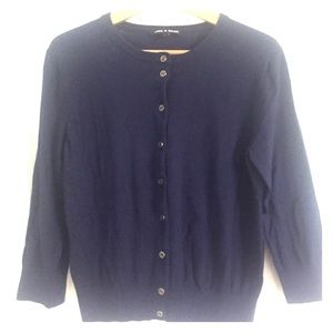 Navy cardi, size L fits like a M, NWOT,