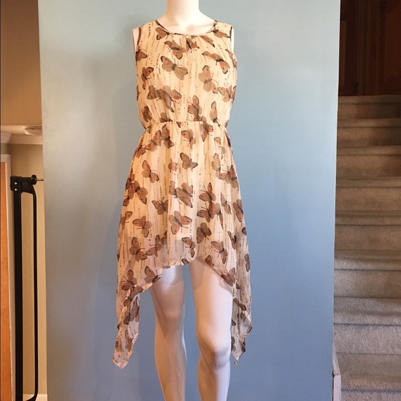 Sleeveless Chiffon Key-Hole Back Dress Large