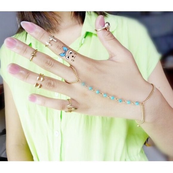 Jewelry - Turquoise Beads Slave Finger Ring Chain 👀