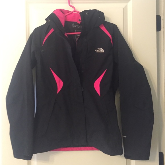 North Face rain jacket (black & pink)
