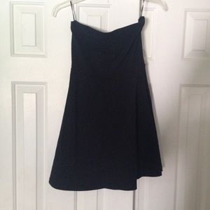 Simple black strapless fit and flare dress