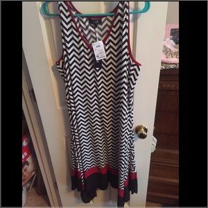 Plus size black and red chevron dress