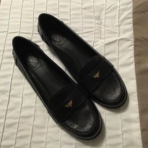 Tory Burch black leather loafers