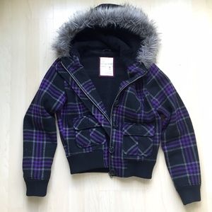 Plaid Winter Bomber Coat