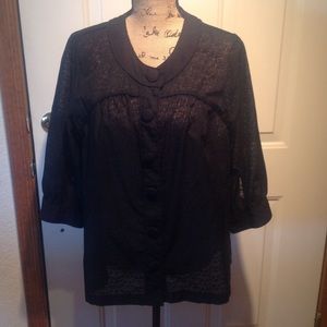 a.n.a  Black 3/4 Sleeve Blouse