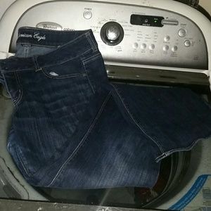 AE dark wash boot cut jeans. REG length