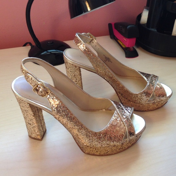 Nine West gold sparkle heels