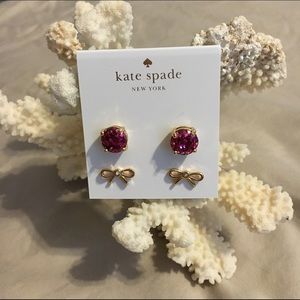 SALE! Kate Spade Pink Glitter & Bow Earring Duo