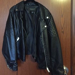 QUILTED LEATHER JACKET (PLUS SIZE)