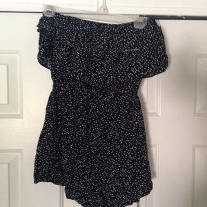 Black and white strapless romper