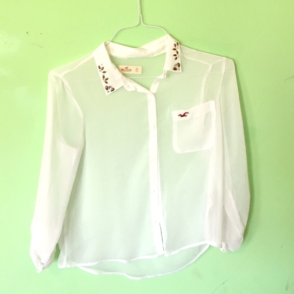 Lace button down