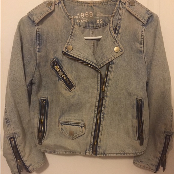 GAP: Moto Womens Jean Jacket - Picture 2 of 3