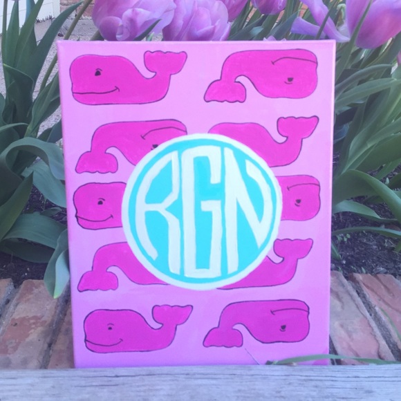 Vineyard vine whale painting, monogrammed
