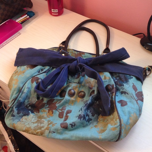 Anthropologie blue/gold floral pocket book