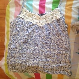 Blue patterned spaghetti strap summer top