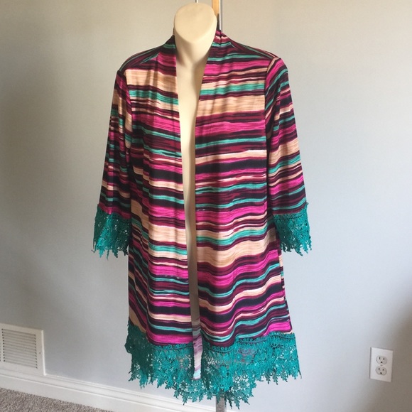 NWT Crazy Train Striped Kimono Size S