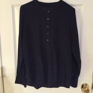 Navy Silk Top