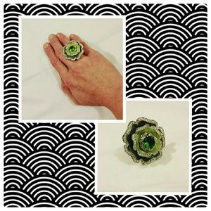 Rhinestone Rose Statement Ring